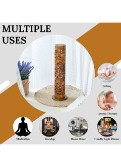 Crocon Crocon Handmade Light Brown Stone Incense Stick Burner Round Shape Elephant & Leaf Design Marble Tower Burner | Tea Light Candle Holder | Decorative Home & Kitchen Best Gift 2.7x2.7x10 Inch  - Image 5