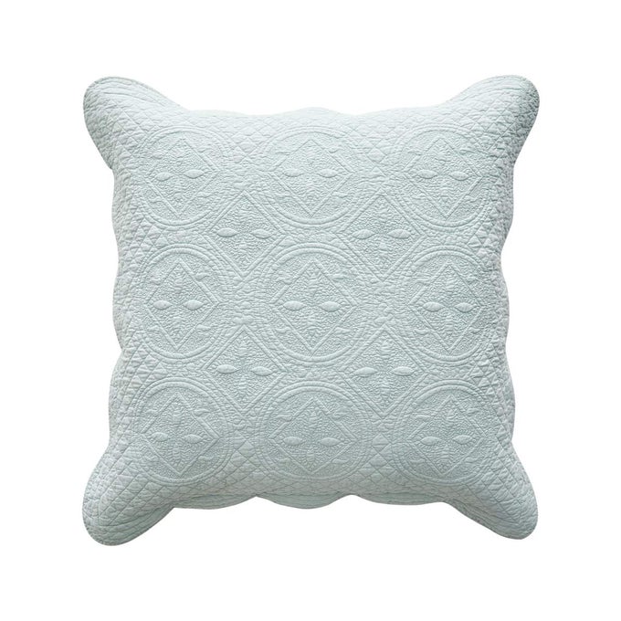 SAGE GARDEN LUXURY PURE COTTON QUILTED PILLOW SHAM EURO 26X26 LIGHT AQUA