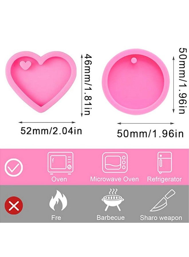 KuuGuu 8 Pcs Heart Shape Resin Mold Round Shape Keychain Silicone Molds For Epoxy Resin Diy Keychain Decoration Homemade Dessert Fondant - Image 2