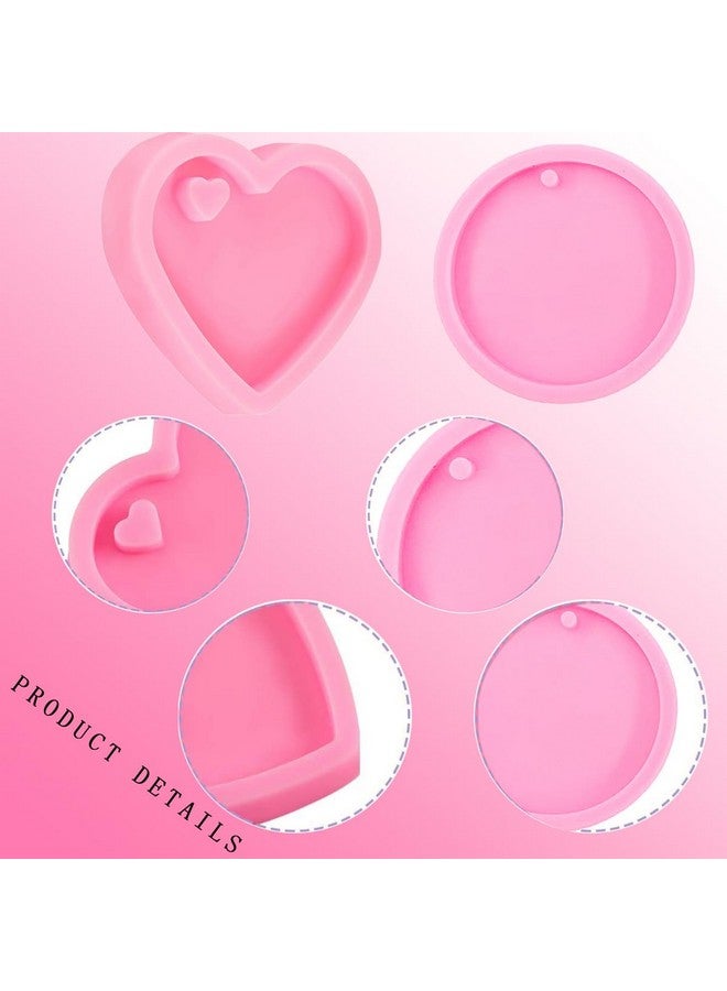 KuuGuu 8 Pcs Heart Shape Resin Mold Round Shape Keychain Silicone Molds For Epoxy Resin Diy Keychain Decoration Homemade Dessert Fondant - Image 3