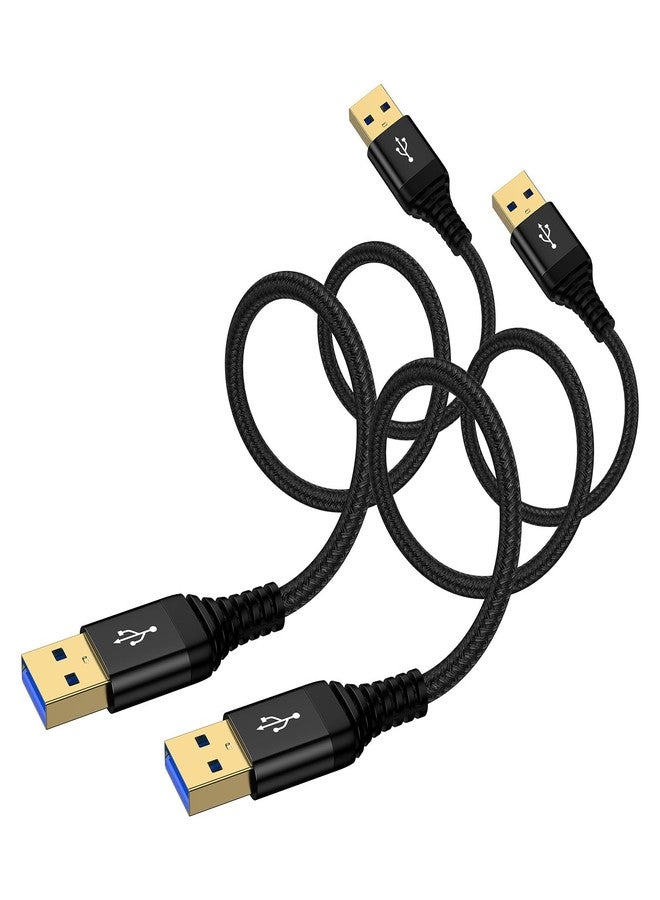 ANDHOT كابل USB إلى USB بطول 6 أقدام، عبوة 2 كابل USB-A إلى USB-A ذكر إلى ذكر كابل USB مزدوج الجانب USB3.0 A إلى A لنقل البيانات لجهاز الكمبيوتر PC، اللابتوب، مبرد، مشغل DVD، حاويات القرص الصلب، مركز التلفاز، صندوق الإعداد - Image 1