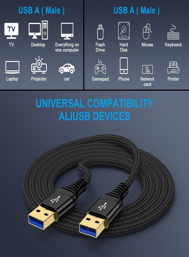 ANDHOT كابل USB إلى USB بطول 6 أقدام، عبوة 2 كابل USB-A إلى USB-A ذكر إلى ذكر كابل USB مزدوج الجانب USB3.0 A إلى A لنقل البيانات لجهاز الكمبيوتر PC، اللابتوب، مبرد، مشغل DVD، حاويات القرص الصلب، مركز التلفاز، صندوق الإعداد - Image 5