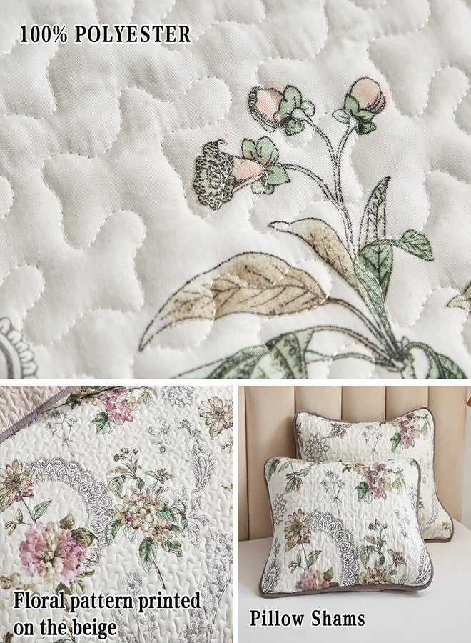 Flysheep 2 Pieces Quilt Set Twin Size, Beige Floral Reversible Bedspread Coverlet Set, Soft Microfiber Lightweight Bed Cover for Kids (68" x 86", 1 Quilt+ 1 Pillow Sham) - Image 5
