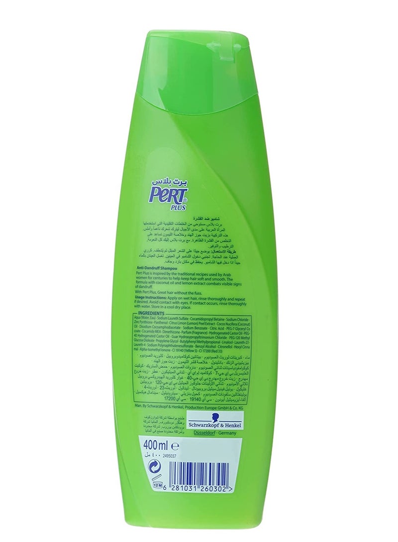 Pert Plus Anti-Dandruff Shampoo with Coconut Oil and Lemon Extract, 400 ml - Image 2