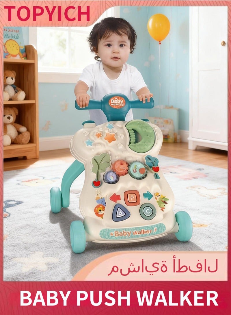 Topyich Baby Push Walker for Boy Girl 6-12 Months with Educational Play Learning Panel, Sit-to-Stand Walkers, Child Activity Center & Toys for Toddler - Image 1