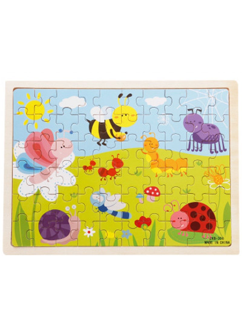 مجموعة أحجيات الصور المقطوعة من سلسلة الحشرات الخشبية التعليمية للأطفال، حقيبة هدايا مناسبة - Image 1