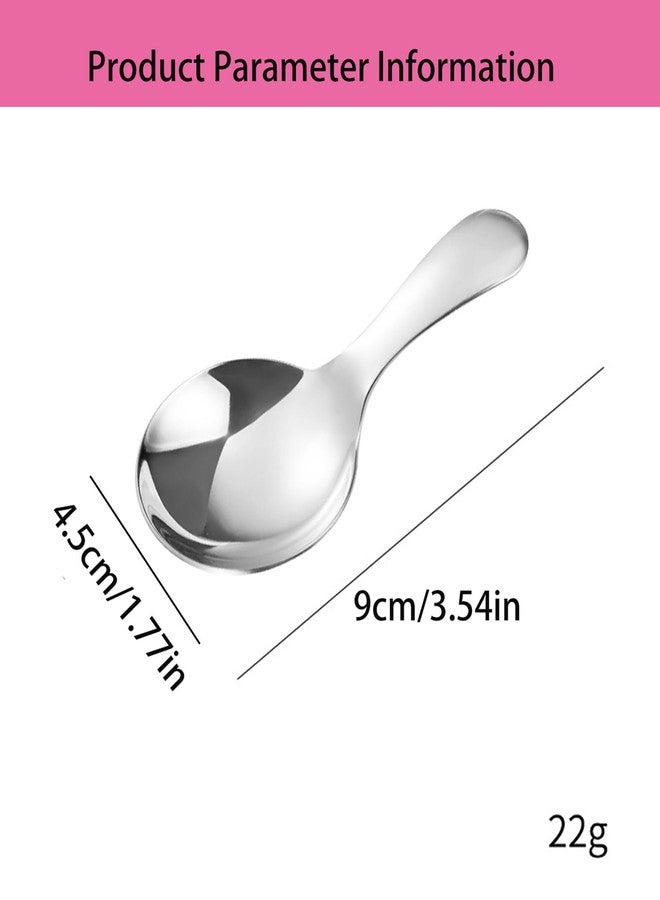 WenTigDY 4PCS Mini Scoop for Canisters,Stainless Steel Short Handle Spoons Salt Spoons Condiments Spoon Dessert Spoon,Mini Candy Scoops（sliver） - Image 2
