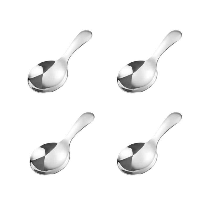 WenTigDY 4PCS Mini Scoop for Canisters,Stainless Steel Short Handle Spoons Salt Spoons Condiments Spoon Dessert Spoon,Mini Candy Scoops（sliver） - Image 1