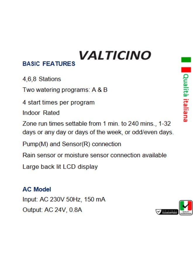 Generic valticino ZRiAC Smart Sprinkler Controller Programmable 4 Zones Indoor Irrigation Timer  - Image 2