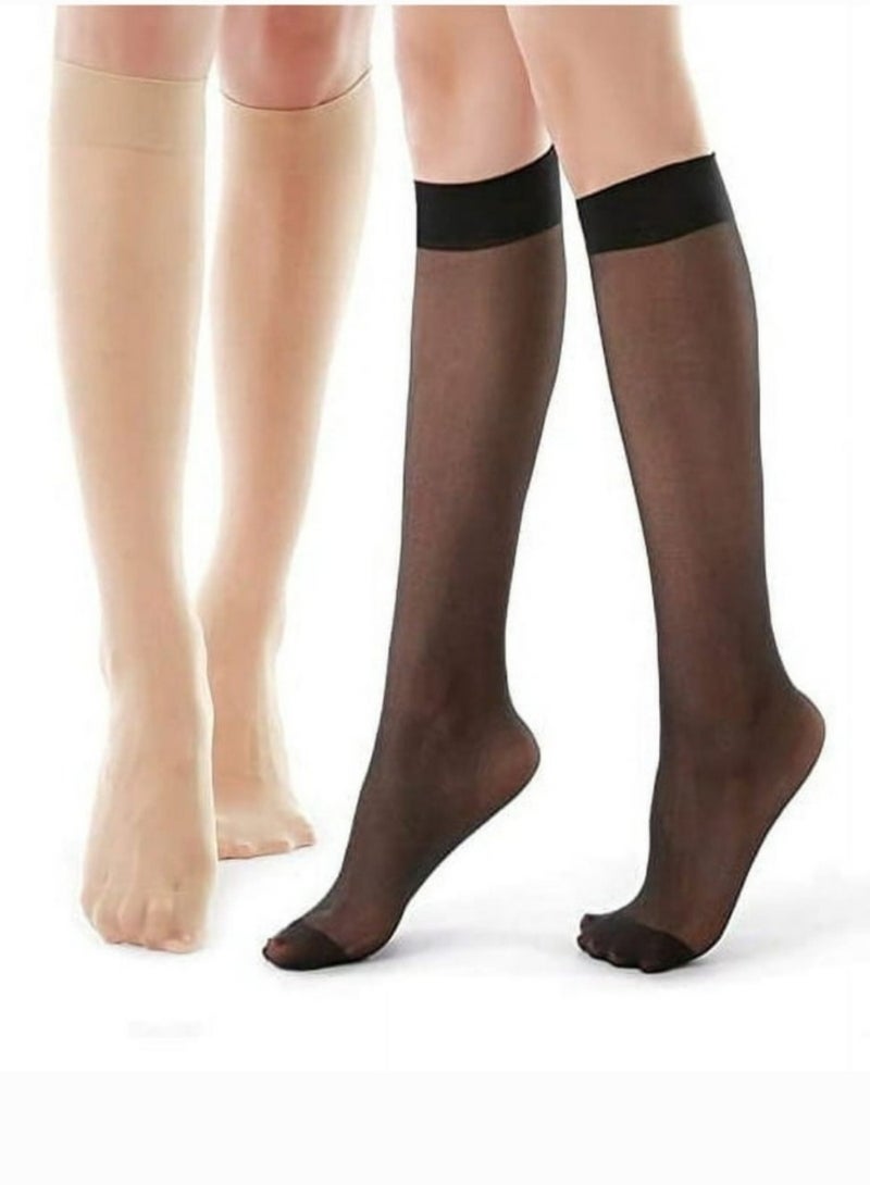 Set of 2 Pairs of transparent long nylon voile hijab socks - Image 1