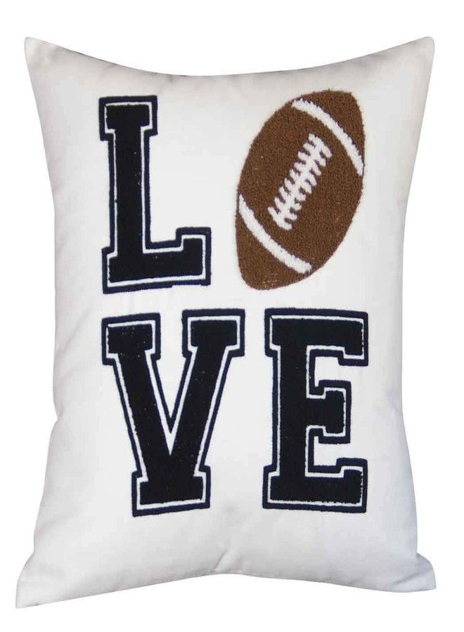 FAVDEC Embroidered Football Decorative Throw Pillow Cover, Love Football Throw Pillow Cover 18 Inches x 18 Inches Cover Only - Image 1