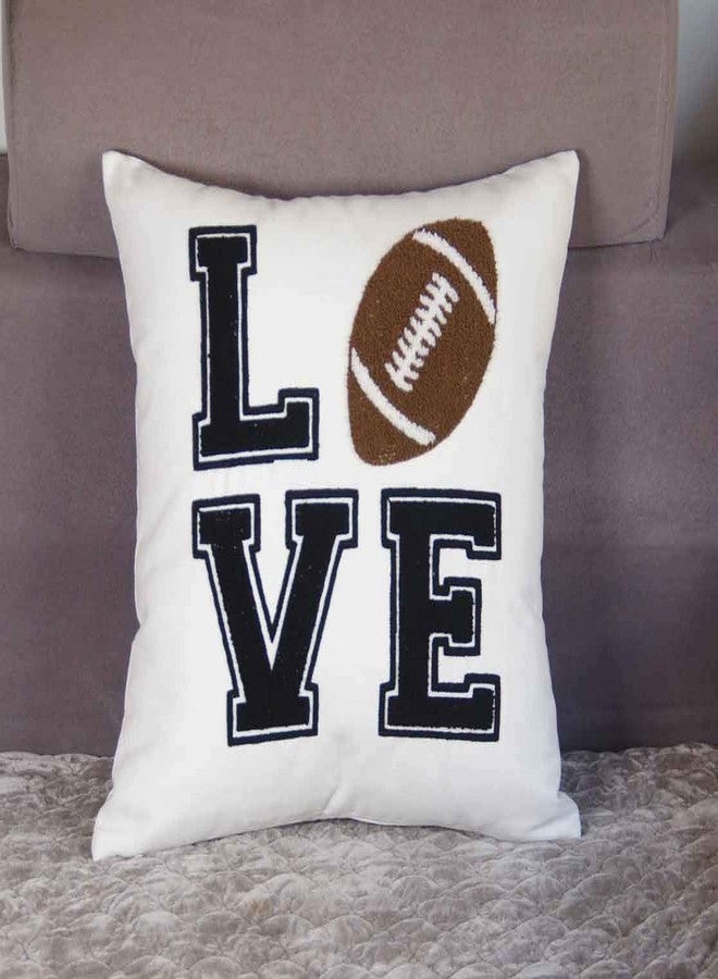 FAVDEC Embroidered Football Decorative Throw Pillow Cover, Love Football Throw Pillow Cover 18 Inches x 18 Inches Cover Only - Image 2