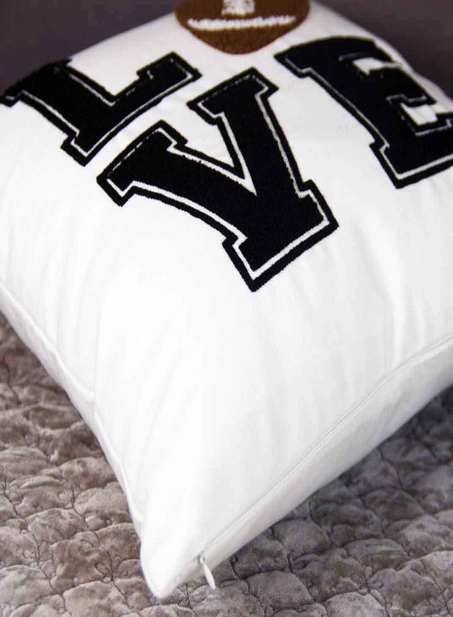 FAVDEC Embroidered Football Decorative Throw Pillow Cover, Love Football Throw Pillow Cover 18 Inches x 18 Inches Cover Only - Image 4