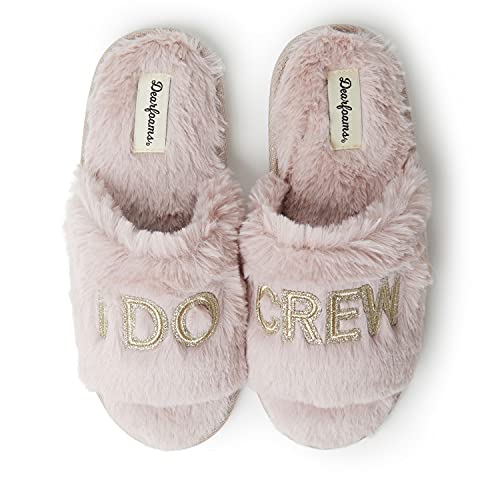 Dearfoams Women's Bride and Bridesmaid Gifts I Do Crew Slippers for Wedding and Bachelorette Party, 𝖨 𝖣𝗈 𝖢𝗋𝖾𝗐 Pale Mauve, Large - Image 2
