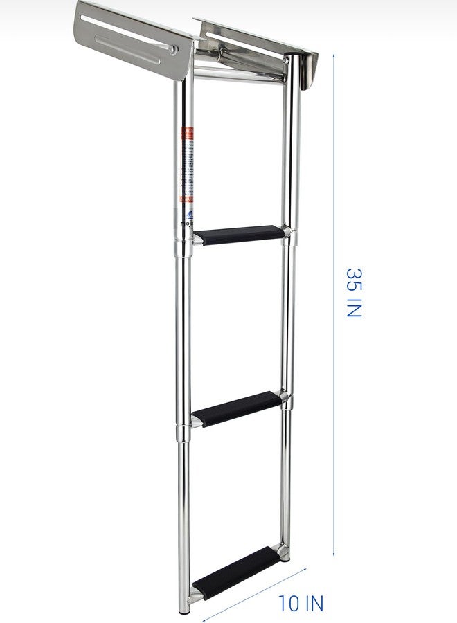 Mojiate 3-Step Under Platform Telescoping Slide Mount Boat Boarding Ladder Stainless Steel Marine Ladder - Image 3