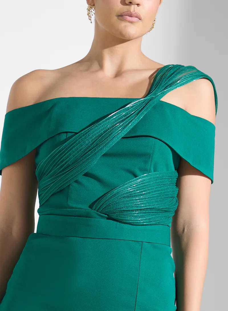 Iyra Asymmetric Green Dress