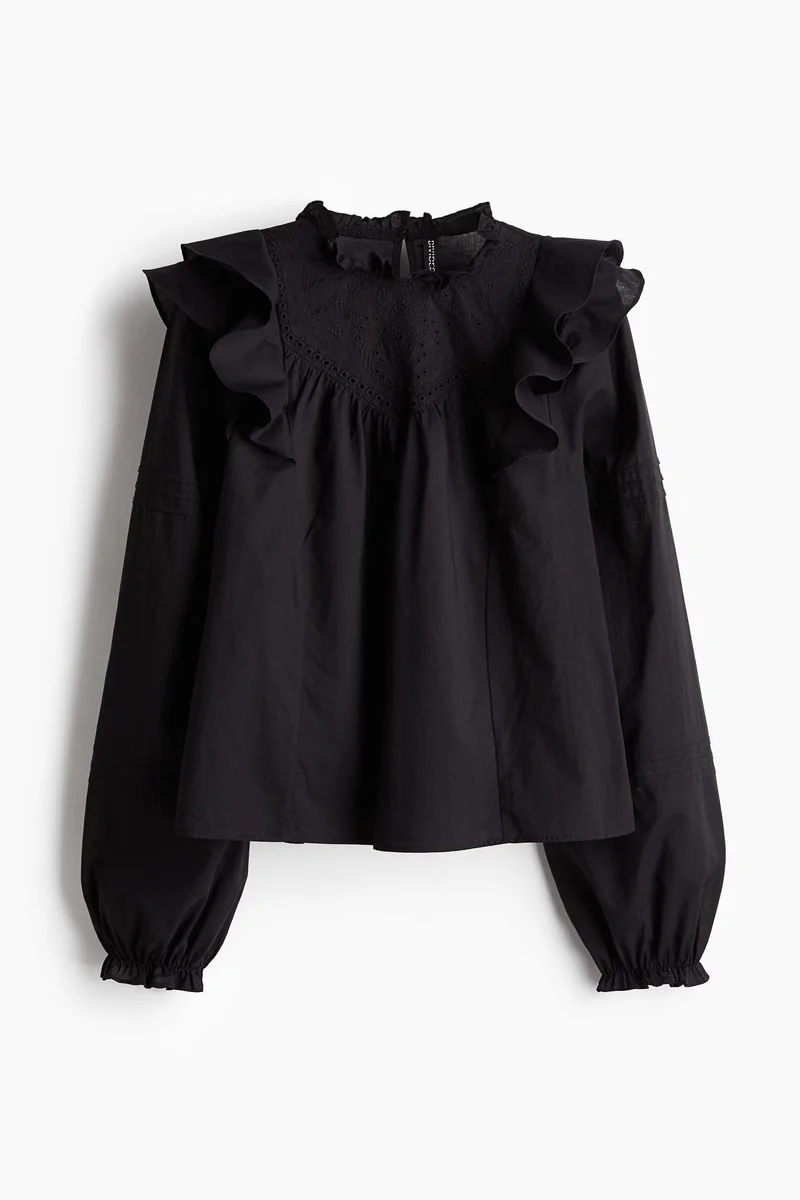 H&M Flounced broderie anglaise blouse