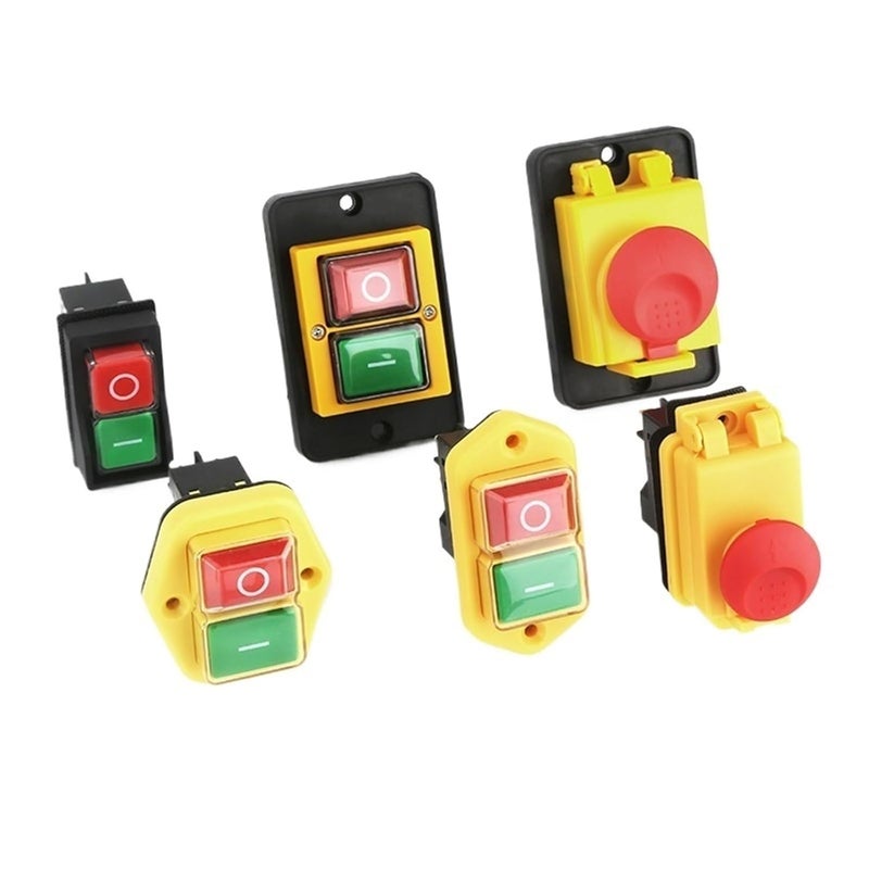 مقبس نوع F 4 دبابيس 220 فولت 15 أمبير مفتاح كهرومغناطيسي بدء زر ضغط لوحة كبيرة مقاومة للماء لمعدات آلات الأدوات - Image 2