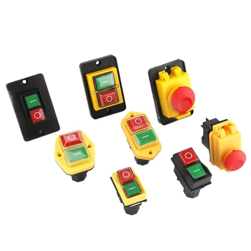 مقبس نوع F 4 دبابيس 220 فولت 15 أمبير مفتاح كهرومغناطيسي بدء زر ضغط لوحة كبيرة مقاومة للماء لمعدات آلات الأدوات - Image 5