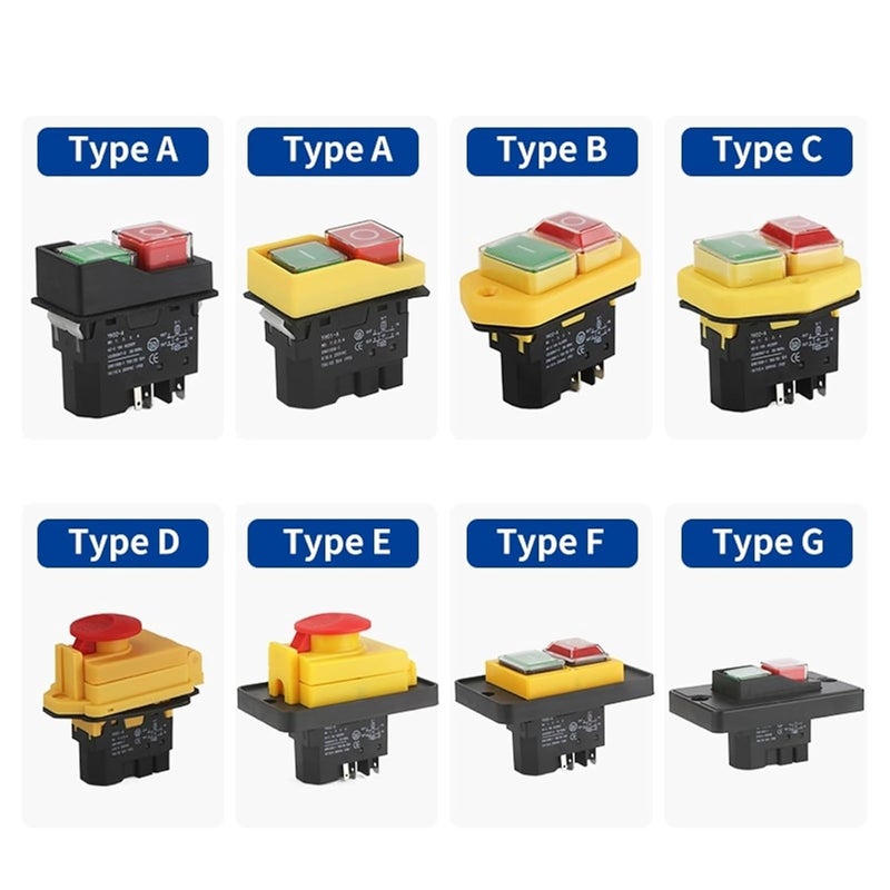 مقبس نوع F 4 دبابيس 220 فولت 15 أمبير مفتاح كهرومغناطيسي بدء زر ضغط لوحة كبيرة مقاومة للماء لمعدات آلات الأدوات - Image 4