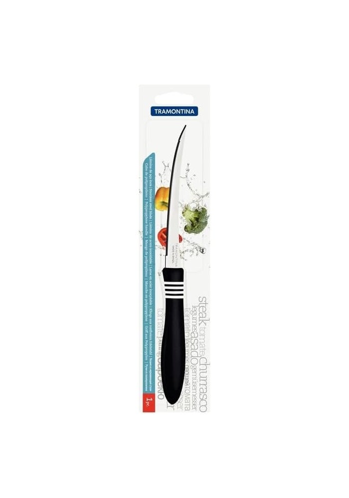TRAMONTINA Cor & Cor 5" Tomato Knife - Stainless Steel Blade, Black Polypropylene Handle - Image 2