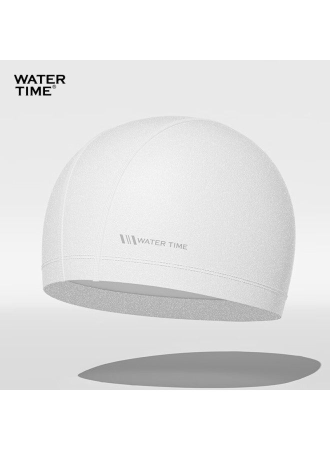 WATERTIME Silicone Swim Cap For Men And Women, Extra Large Size With Starlight Design, White - Image 1