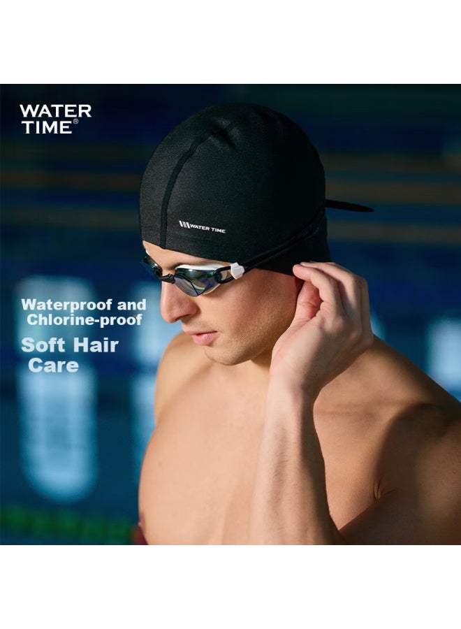 WATERTIME Silicone Swim Cap For Men And Women, Extra Large Size With Starlight Design, White - Image 3