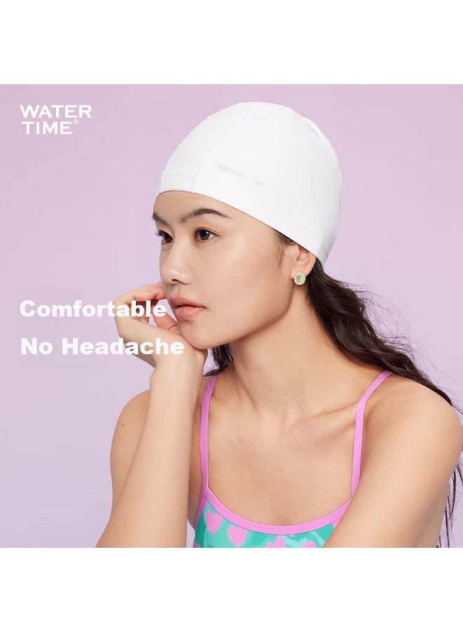 WATERTIME Silicone Swim Cap For Men And Women, Extra Large Size With Starlight Design, White - Image 2