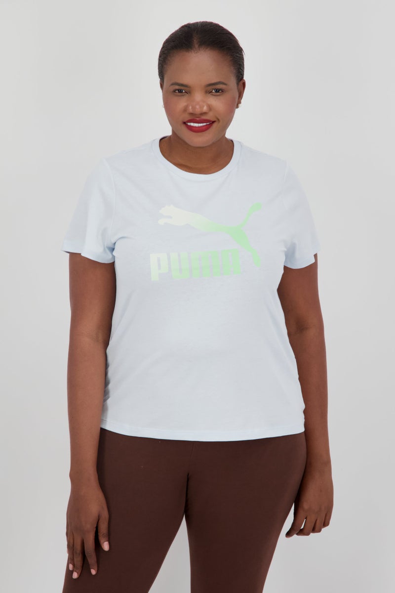 PUMA Women Sportswear Fit Short Sleeve Outdoor Top, Light Blue - Image 1