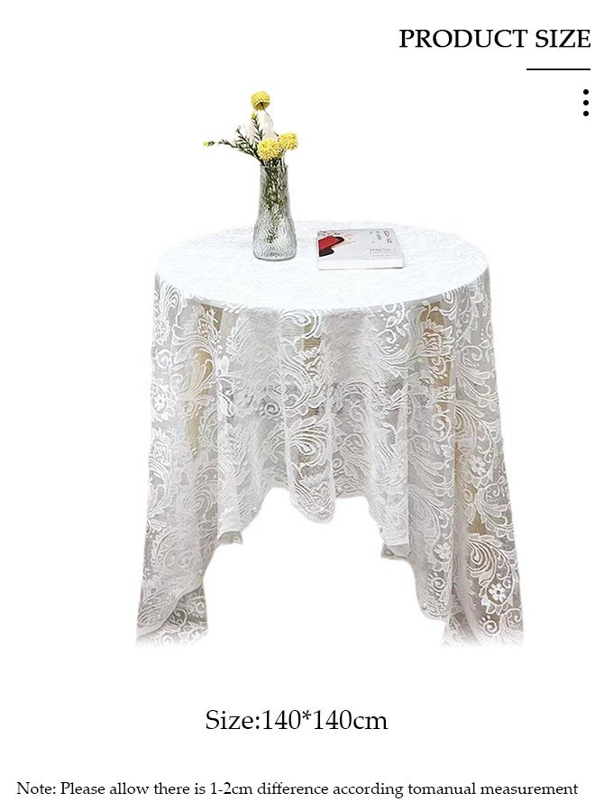 DUNISO Round Tablecloth,Lace Table Cloth with Floral Embroidery,  Soft Washable Tablecloth, Classic Table Cover Decoration for Kitchen Restaurants and Party - Image 2