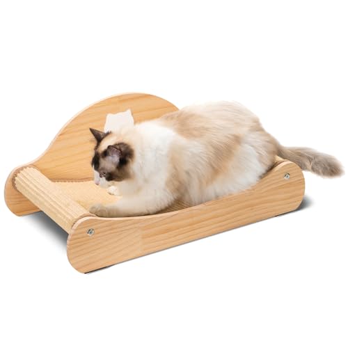 Avont Sisal Cat Scratcher Bed for Indoor Cats Solid Wood Cat Scratching Lounge NoMess Horizontal Scratcher Large - Image 3