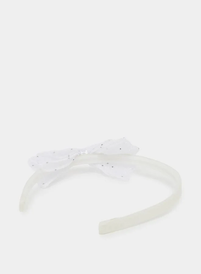 ستايلي Girls White Embellished Bow Headband