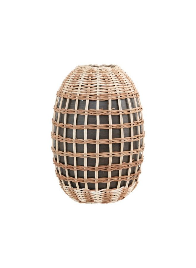 Creative Co-op Decorative Handwoven Seagrass And Bamboo Wrapped Vase 6" L X 7" W X 11" H Green - Image 2