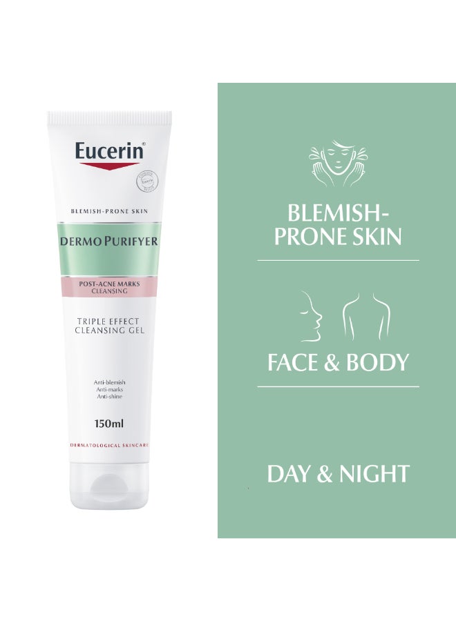 Eucerin Dermopurifyer Triple Effect Face And Body Cleansing Gel, Anti-Blemish, Anti-Marks And Anti-Shine 150Ml - Image 3