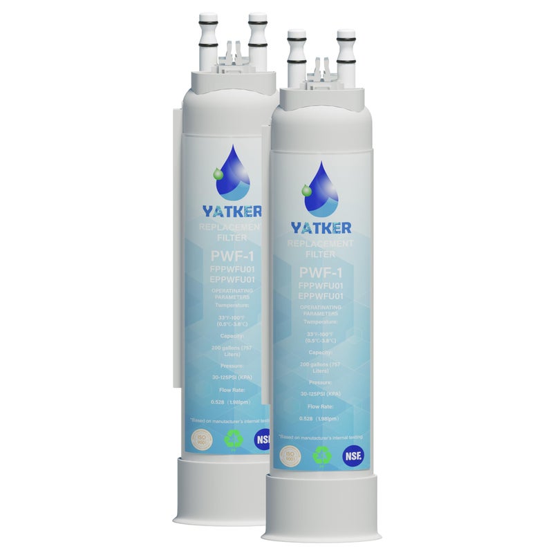 Yatker FPPWFU01 Water Filter Replacement for, Compatible with Frigidaire FPPWFU01 Water Filter, EPPWFU01 PureAdvantage PurePour PWF-1 (2 Pack) - Image 1