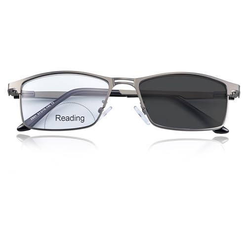 YIMI Photochromic Bifocal Reading Glasses UV Outdoor Sunglasses Computer Anti Blue Light Transition Eyeglasses for Men Women(Black, 1.00, multiplier_x) - Image 1