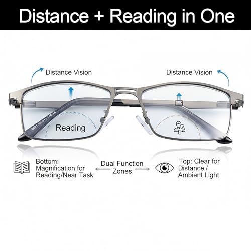 YIMI Photochromic Bifocal Reading Glasses UV Outdoor Sunglasses Computer Anti Blue Light Transition Eyeglasses for Men Women(Black, 1.00, multiplier_x) - Image 3