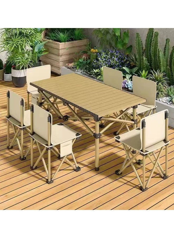 ATM Portable 6-Seater Folding Outdoor Table and Chair Set -  (1 Table - 120x55x50 cm) + (6 Chairs - 39cm) - Image 1