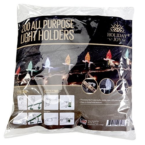 Holiday Joy Christmas Light Clips  Pack of 200 Clear AllPurpose Gutter Hooks for Outdoor String Lights and Decorations