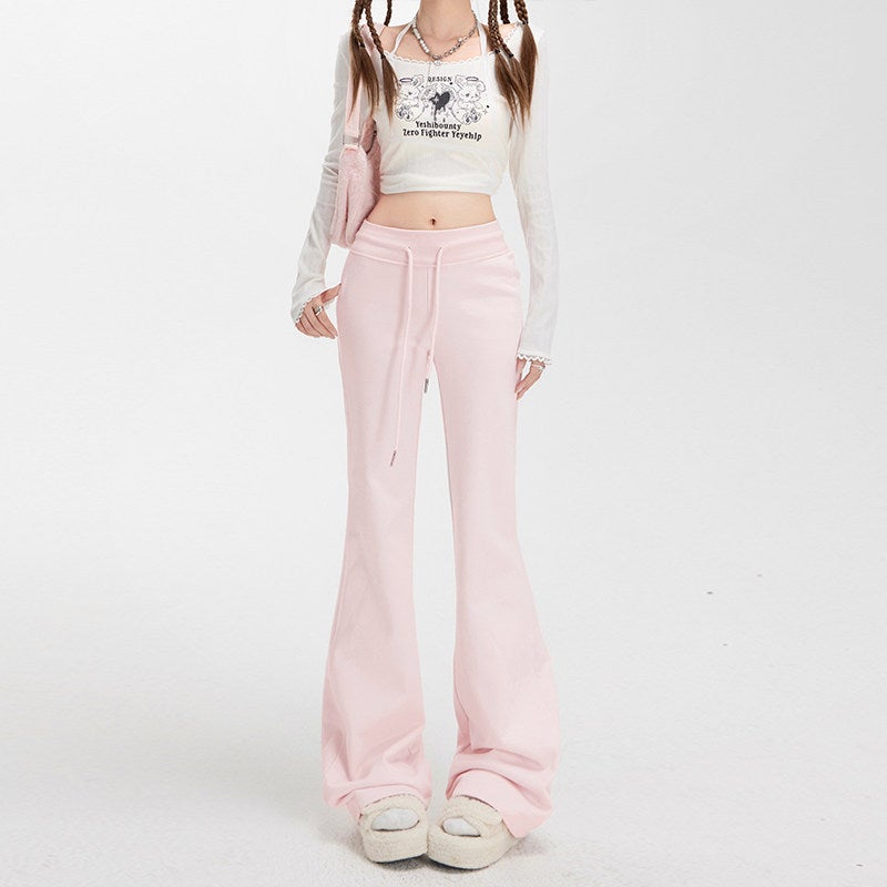Tall people stretch American white bell-bottom pants women's autumn and winter flared pants sports pants yoga sweatpants casual pants pants - Image 2