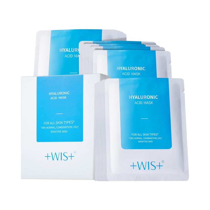 +WIS+ Hyaluronic Acid Face Mask 24 EA with Hyaluronic Acid Serum and Vitamin B5, Hydrating Facial Mask for Dry Skin, Anti-Aging Mask to Plump and Repair Dehydrated Skin, Safe on Sensitive Skin - Image 1