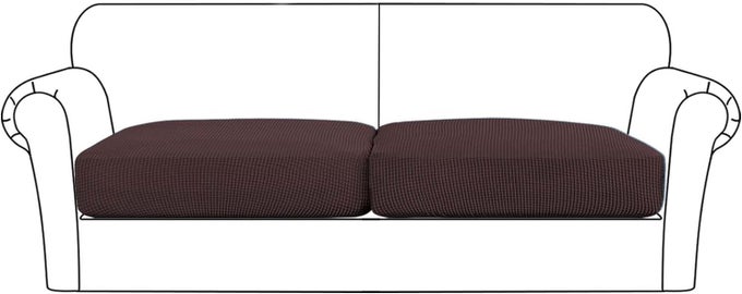 STRETCH SEAT COUCH CUSHION COVER SOFA FURNITURE PROTECTOR FOR SOFA SEAT SLIPCOVER SOFA COVER FLEXIBILITY WITH ELASTIC BOTTOM 2 SEAT CUSHION COVER XL BROWN