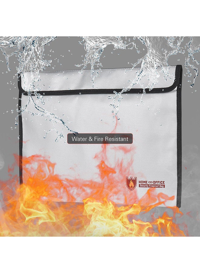 Generic Fireproof Document Bag Silicone Coated Fire Resistant Money File Folder Holder Organizer Safe Storage for Office Home Bank Cards Passport Valuables Jewlry Cash  - Image 4