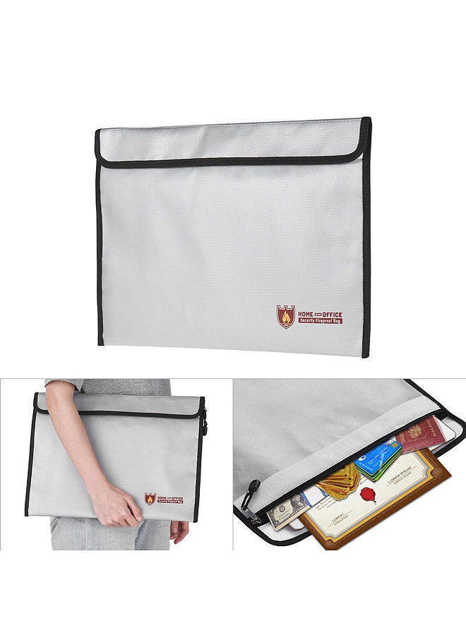 Generic Fireproof Document Bag Silicone Coated Fire Resistant Money File Folder Holder Organizer Safe Storage for Office Home Bank Cards Passport Valuables Jewlry Cash  - Image 3