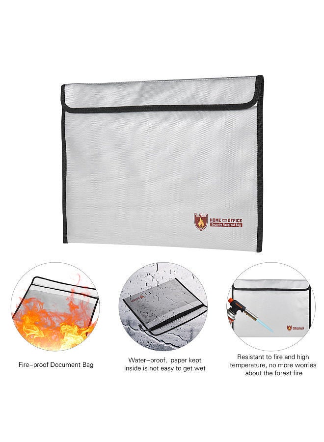Generic Fireproof Document Bag Silicone Coated Fire Resistant Money File Folder Holder Organizer Safe Storage for Office Home Bank Cards Passport Valuables Jewlry Cash  - Image 5