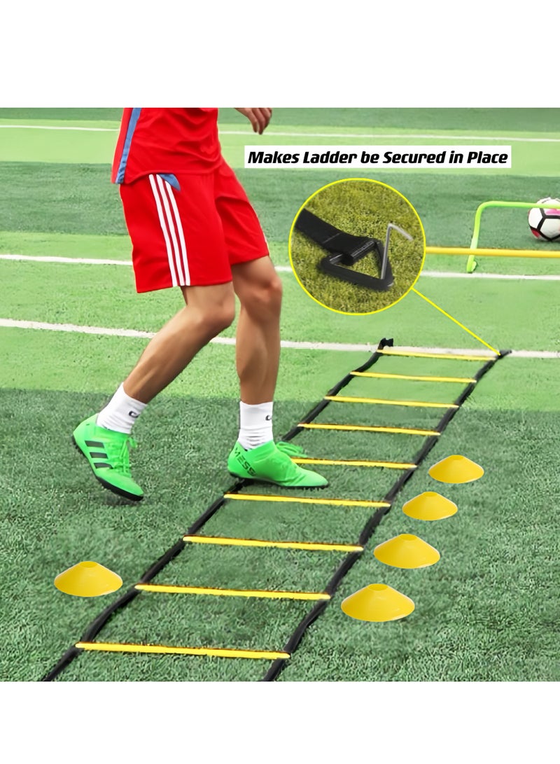 Speed Agility Training Kit Agility Ladder 12 Rungs with Carrying Bag 12 Cones, Improve Footwork and Athletic Performance Balance Training, Premium Set for Soccer Football Boxing - Image 5