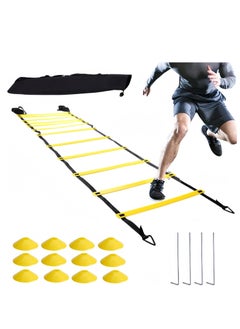 Generic Speed Agility Training Kit Agility Ladder 12 Rungs with Carrying Bag 12 Cones, Improve Footwork and Athletic Performance Balance Training, Premium Set for Soccer Football Boxing  - Image 1