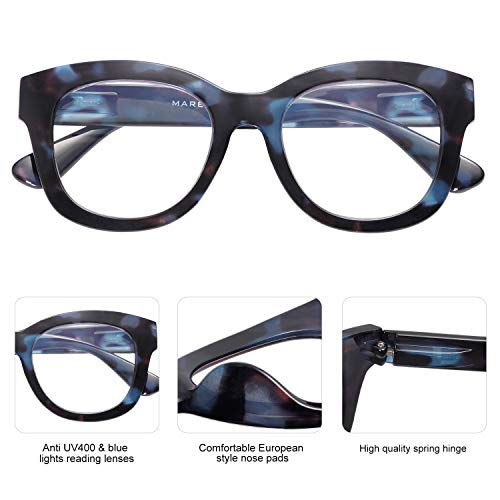 AMOMOMA 3 Pack Retro Oversized Reading Glasses for Women Blue Light Blocking Computer Readers Spring hinge AM6003 with Black+Blue+Grey Tortoise Frame 2.50 x - Image 4