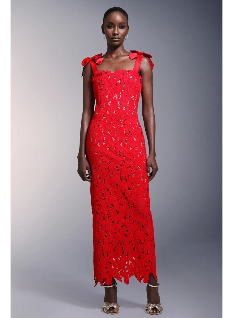 Teela Bows Lace Sleeveless Maxi Dress