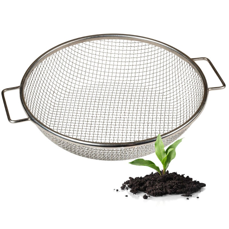 Wenses Round Soil Sifter for 5Gallon Bucket 14inch Mesh Stainless Steel Garden Sieve with Handles - Image 2